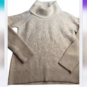 Tahari M White Tan Cowl Neck Sweater Uber Soft Like Cashmere CF-1857